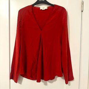 Charli Silk Rust Red V-neck Flowy Blouse Size 4 Women’s